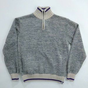 Bruzer Men's 1/4 Zip Long Sleeve Knit Pullover Sweater Size Large Gray Purple